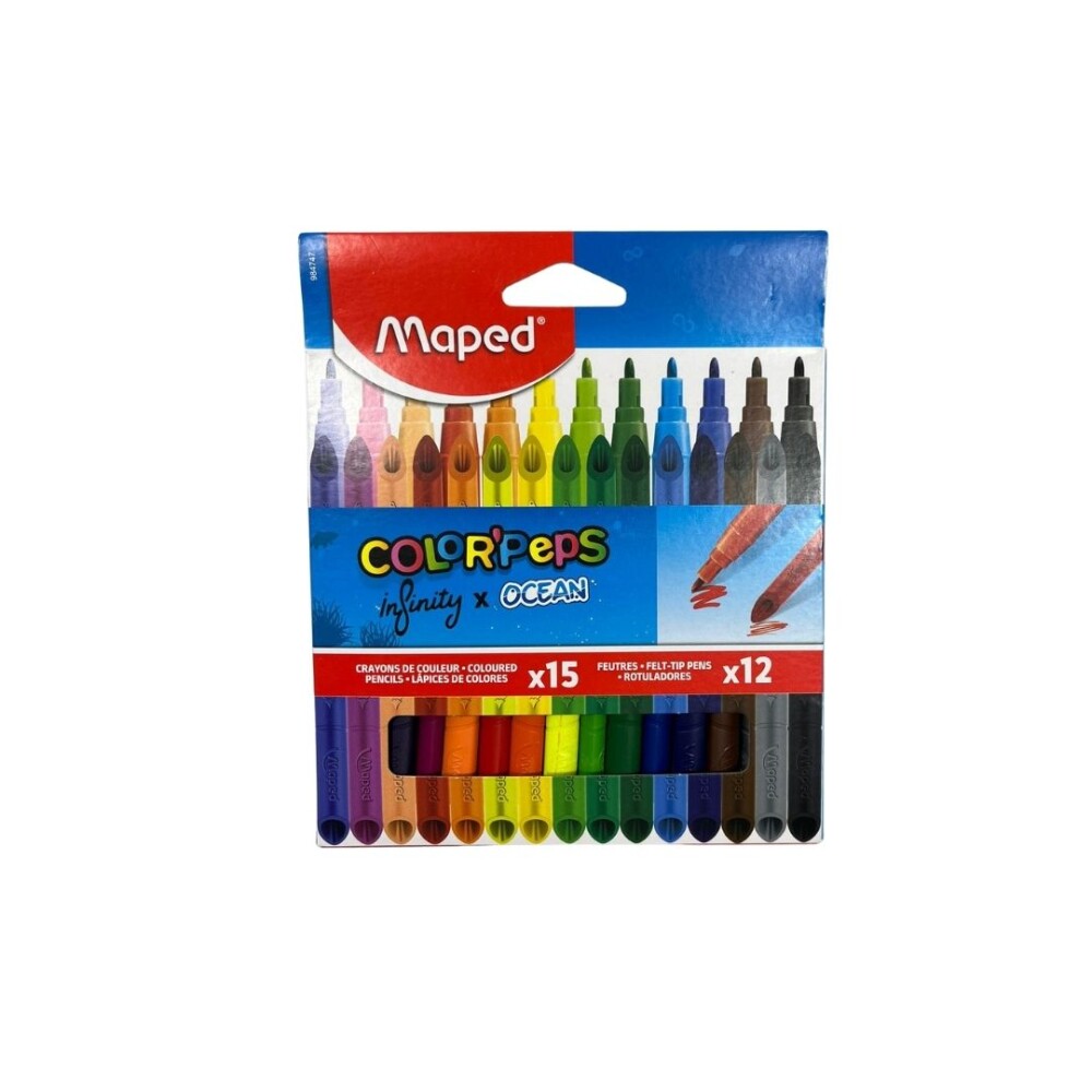 Lápices Infinity Maped x15 + Marcadores Ocean x12 LAP. INFINITY X15 + MARC. OCEAN X12 MAPED