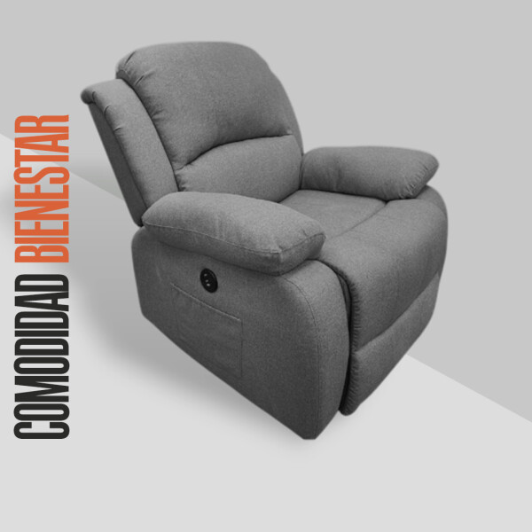 Sofá Sillón Poltrona Reclinable Masajeador Electrico Color Tela Gris Sofá Sillón Poltrona Reclinable Masajeador Electrico Color Tela Gris