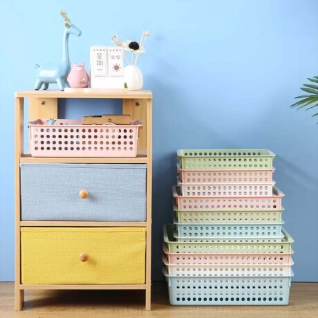 Caja Organizadora Baja Canasto Multiuso Pequeño en Plástico Blanco