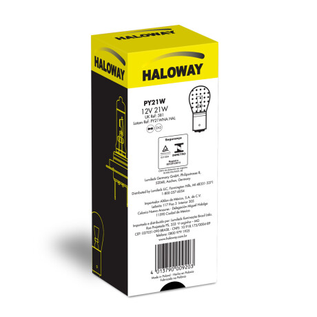 LAMPARA - PY21W 12V 21W AMBAR =12496 HALOWAY LAMPARA - PY21W 12V 21W AMBAR =12496 HALOWAY