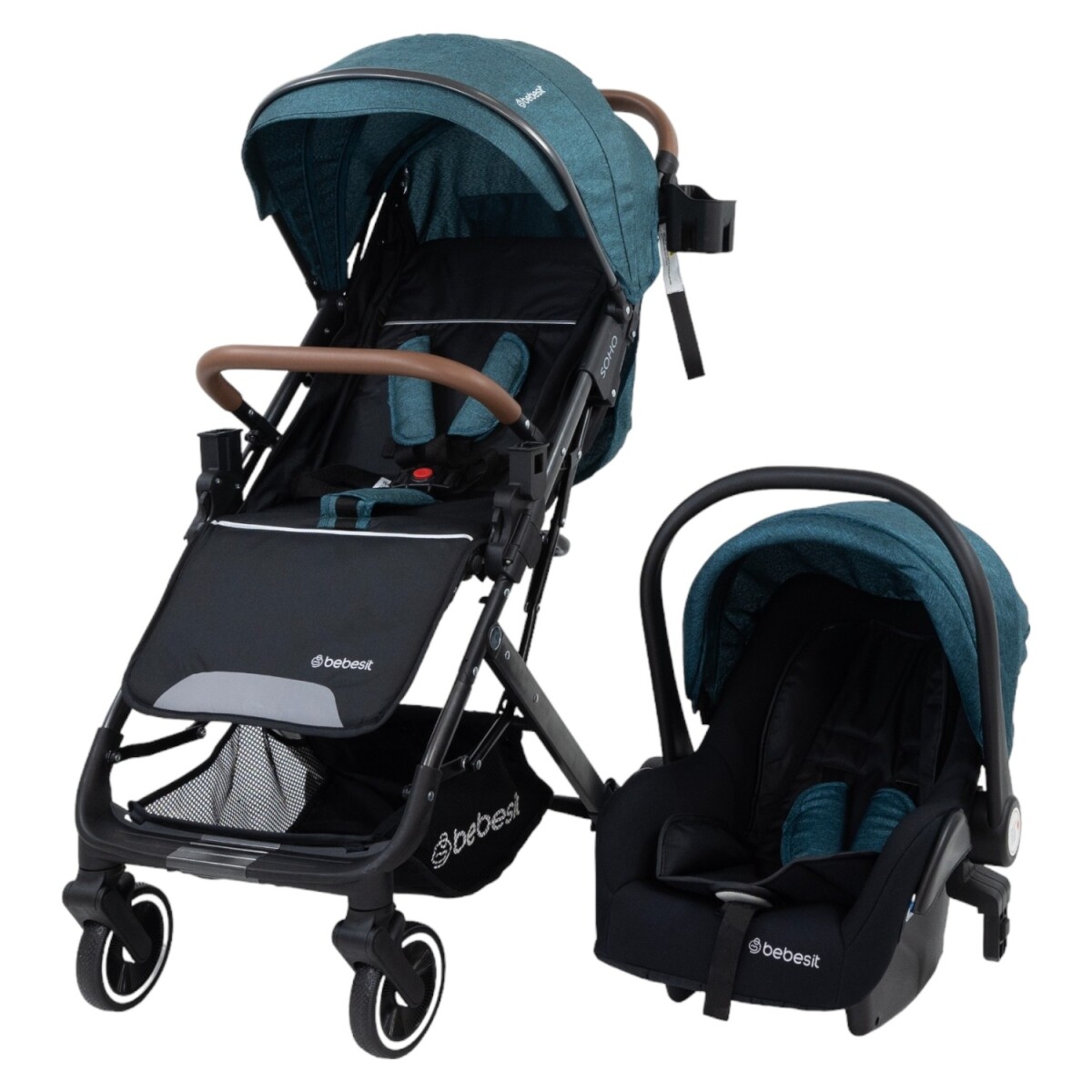 Cochecito CarryOn Travel System Bebesit Soho con Plegado Compacto con una Sola Mano - Verde 