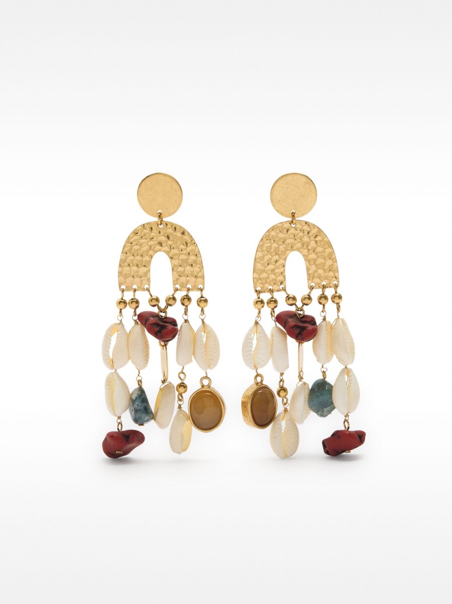 Pendientes Maxi De Conchas Y Piedras - multicolor 