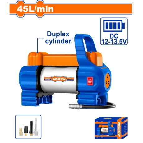 COMPRESOR DE AIRE 12V 120PSI 45L/MIN DOBLE CILINDRO + BOLSA 001