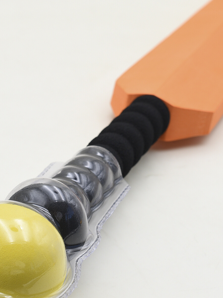 BATE DE BEISBOL CON PELOTA 60 CM NARANJA — Guapa