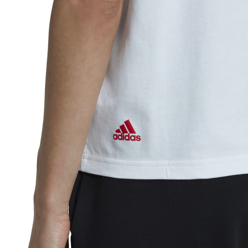 Remera Adidas Essentials de Mujer - HL4425 Blanco-rojo