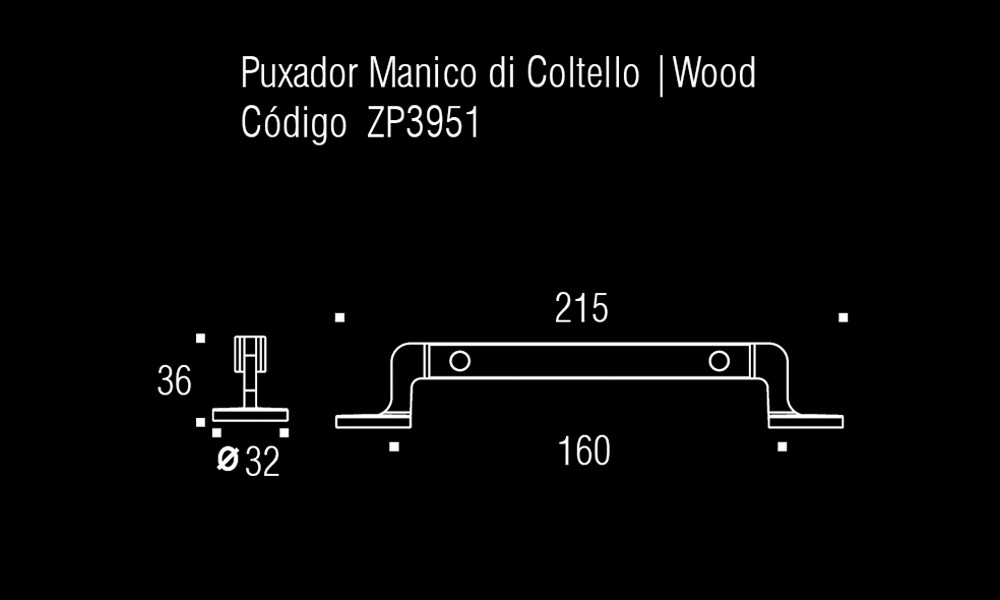 Tirador Manico di cotello Inox/ madera ZP3951.39 Tirador Manico Di Cotello Inox/ Madera Zp3951.39