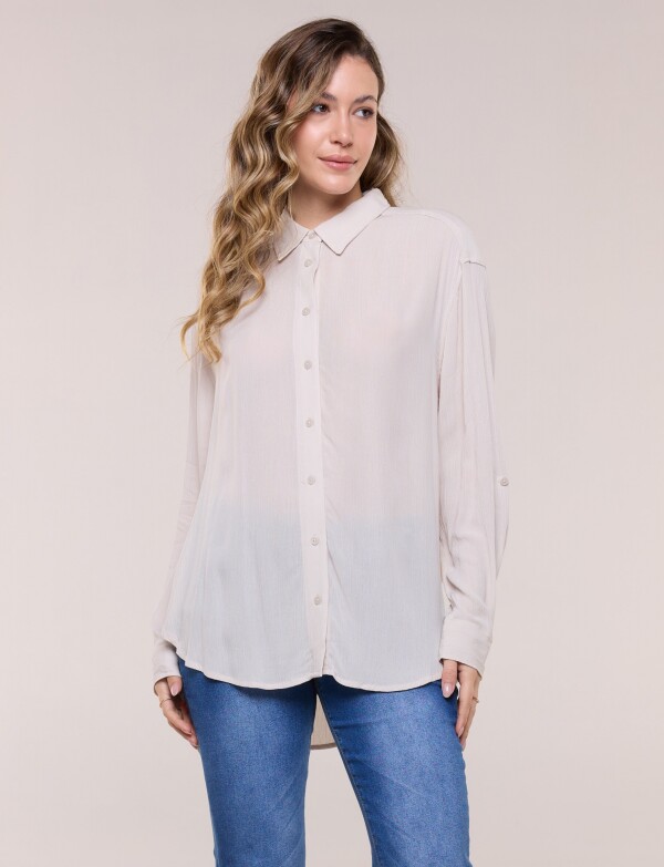 Camisa Holgada Texturad BEIGE