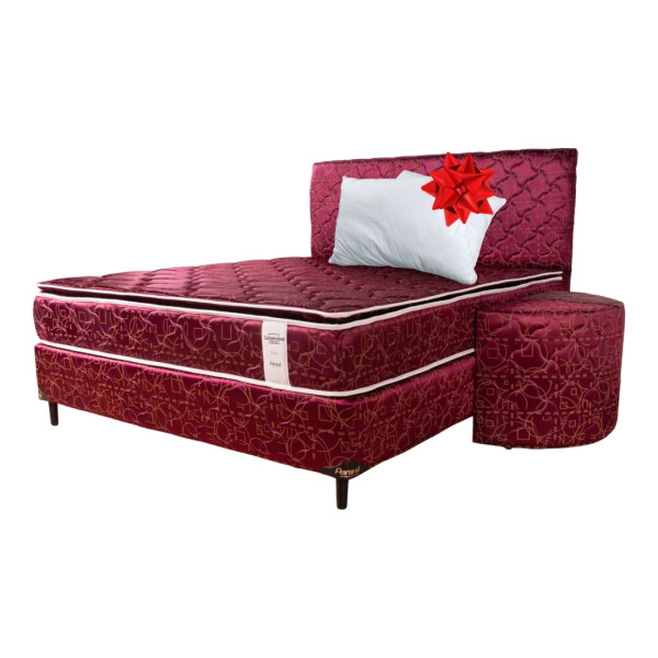 SOMIER COMPLETO NEO CONVENCIONAL PT 1.40X1.90 90K BORDO + 2 ALMOHADAS Unica