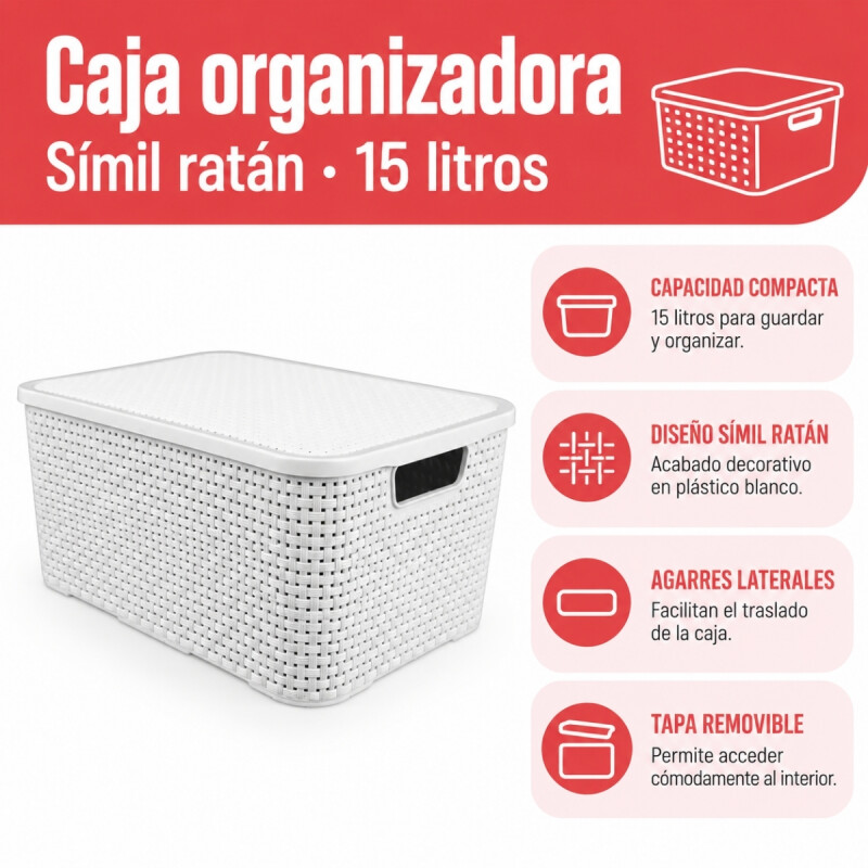 Caja ratán 15 lts BLANCO
