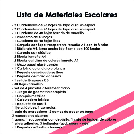 Lista de Materiales Escolares The Anglo School - 6º Carrasco Lista de Materiales Escolares The Anglo School - 6º Carrasco