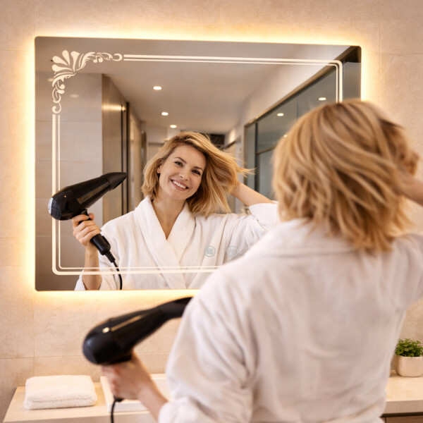 Espejo Rectangular Con Led Baño Led09 60 X 80 Cm Desempañador ESPEJO RECTANGULAR LED09 60X80