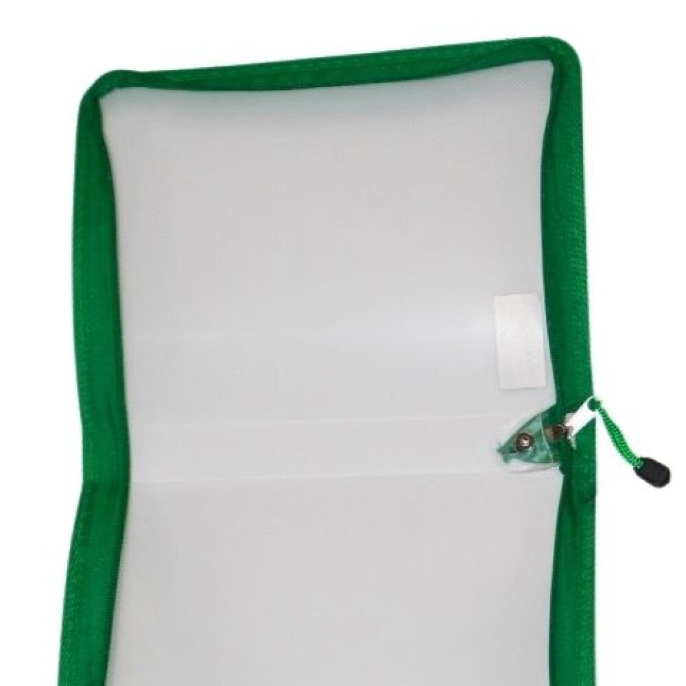 SOBRE YIL CON CIERRE DE COLOR B5 5977 TAPA TRANSPARENTE COLOR VERDE