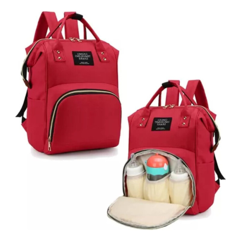 Bolso Mochila Maternal Bebe Resistente Impermeable Madre Rojo