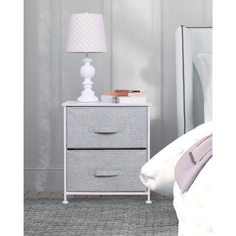 Mueble organizador mesa de luz 2 cestos en tela gris Selecta Gris