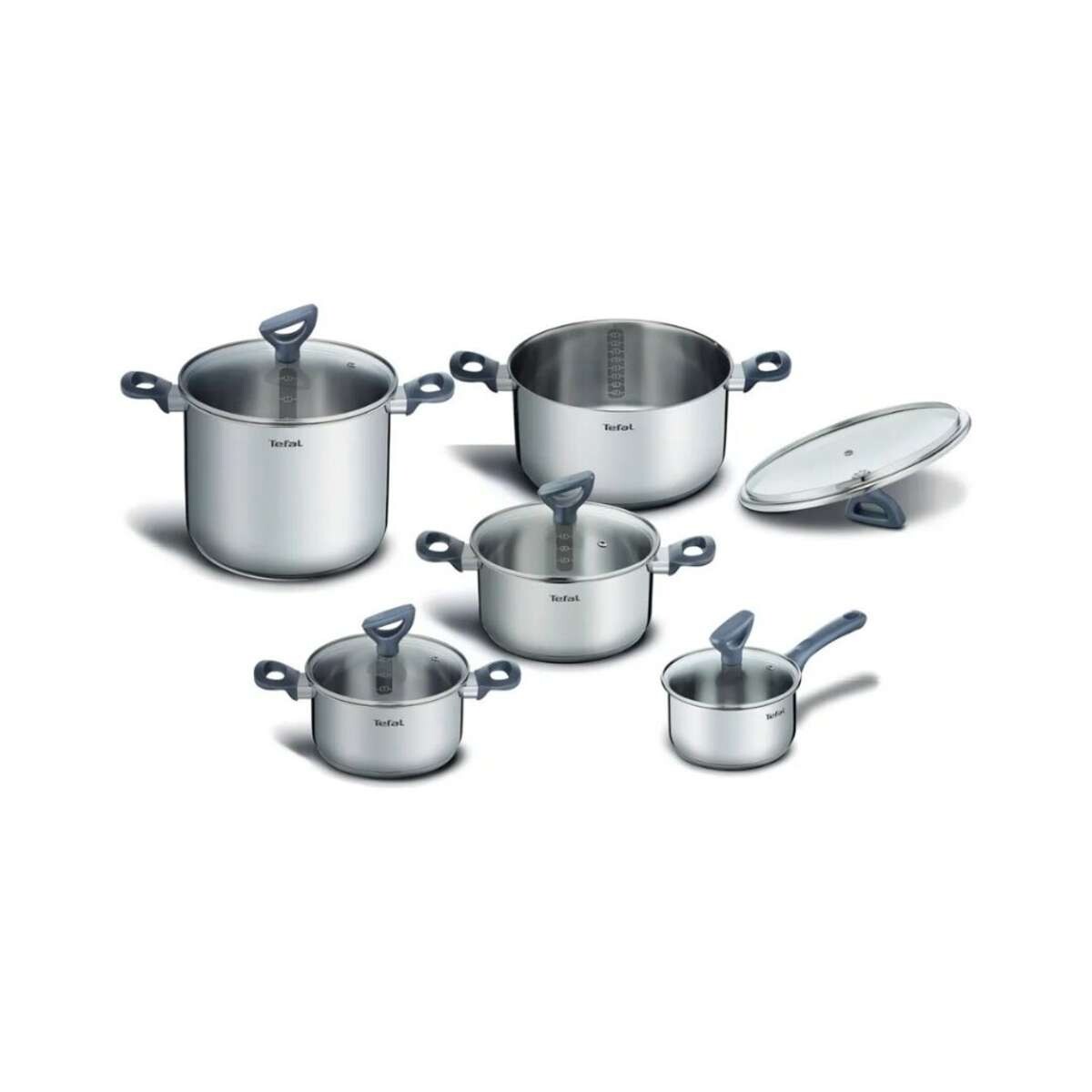 Batería 10 Piezas Tefal Daily-Cook - Color Plateado Acero Inoxidable 