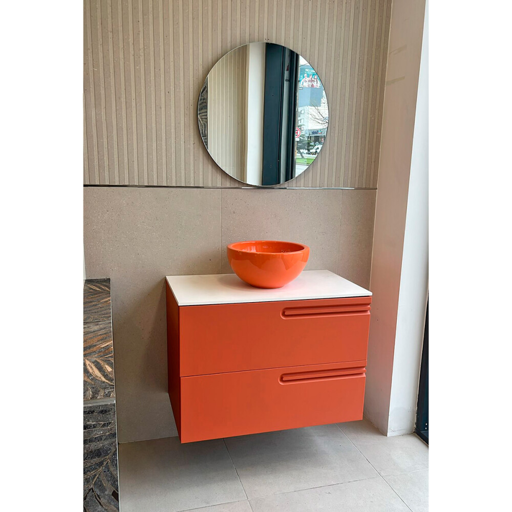 MUEBLE BAÑO ECONIC 80 CM COLOR NARANJA C/ENCIMERA Mueble Baño Econic 80 Cm Color Naranja C/encimera