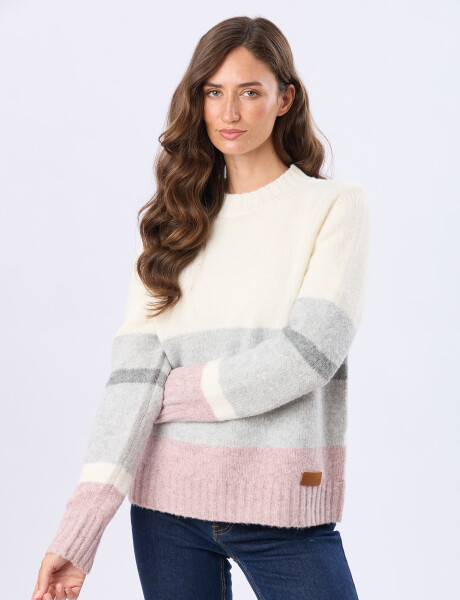 BUZO TEJIDO RAYADO Rosa