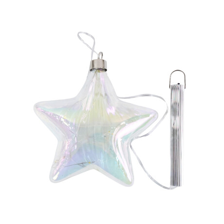 Estrella con luz led 15cm tornasolada a pila Estrella con luz led 15cm tornasolada a pila