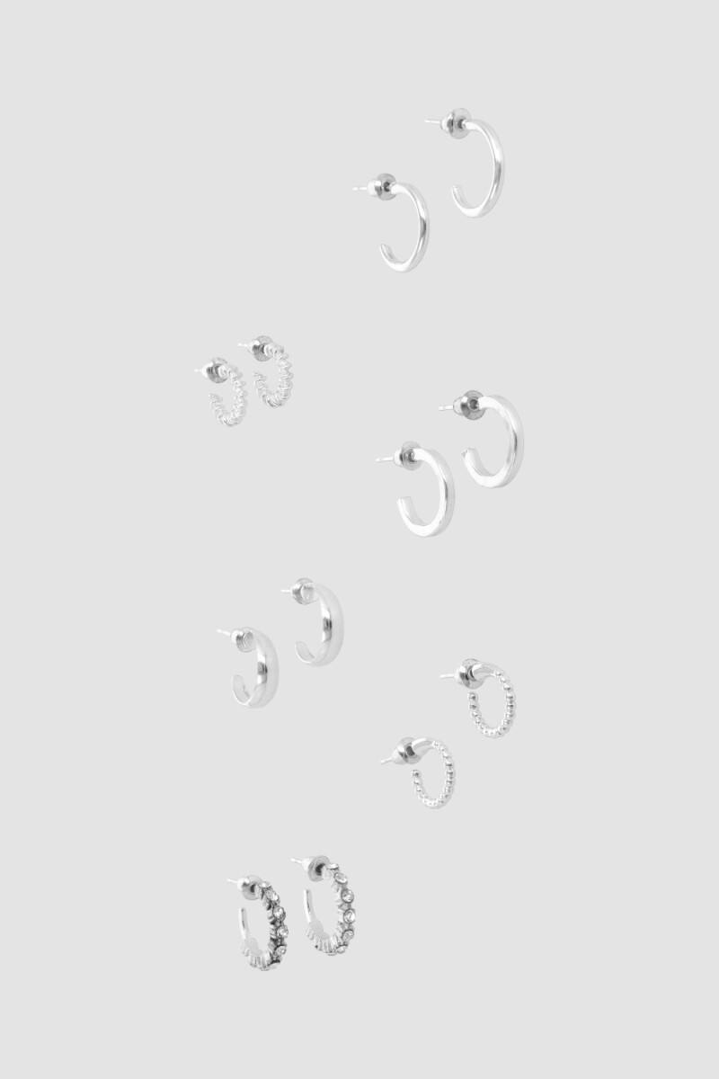 Set de aros brillos<br /> silver - Plata 