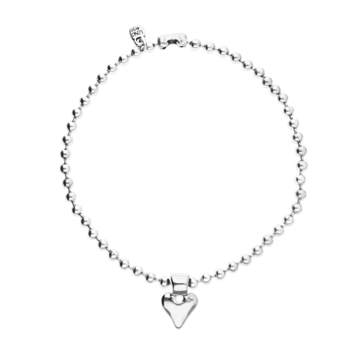 COLLAR DE BOLAS DE ALEACIÓN DE METALES BAÑADO EN PLATA DE LEY CON DETALLE DE CORAZÓN - Colgante 