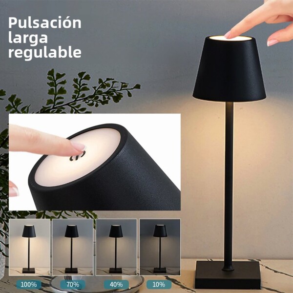 Lampara Portatil Mesa Inalambrica Dimerizable Tactil Bateria Variante Color Negro