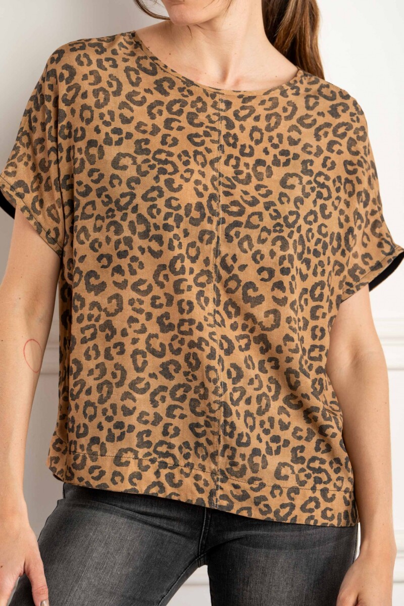 Blusa Animal Print - Cafe 