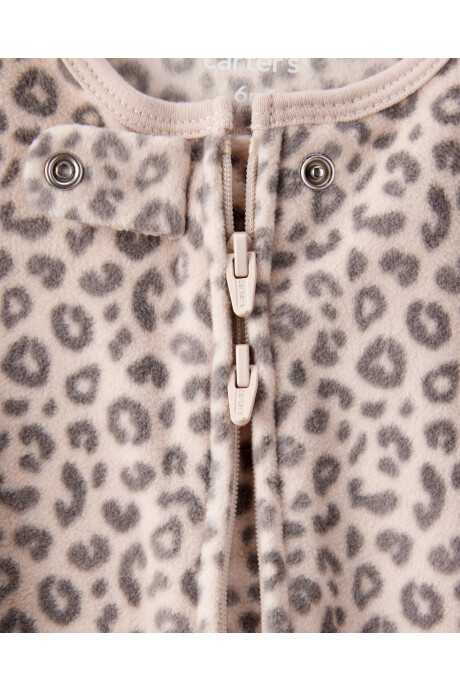 Pijama una pieza de micropolar, con pie, diseño leopardo Pijama una pieza de micropolar, con pie, diseño leopardo