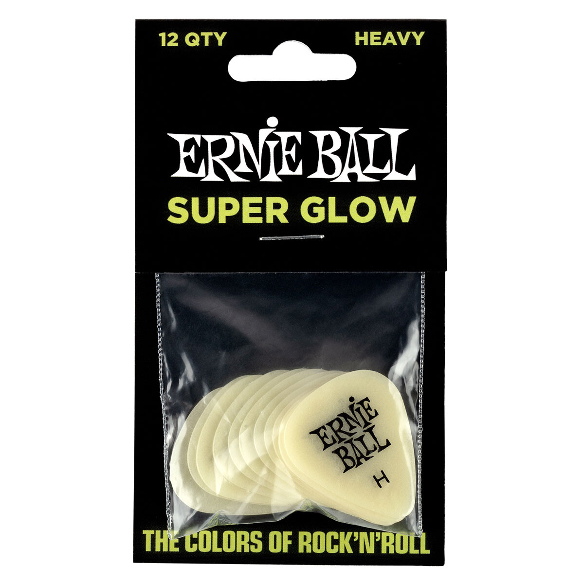 Pack Pua Guitarra Ernie Ball Cellulose Heavy Super Glow 12pcs 