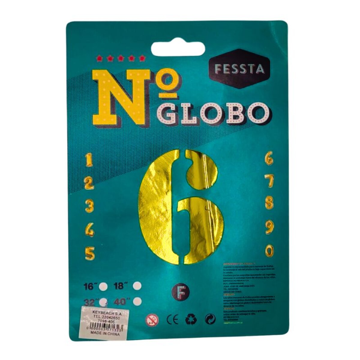 Globo Número Fessta 32" Dorado - SEIS 