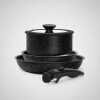 Batería De Cocina Selecta 5 Pzas Mango Extraíble Negro