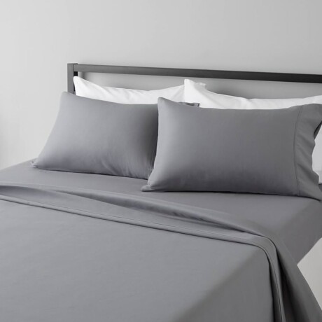 Juego Sábanas Queen Size Home Class Lisas 180 hilos 100% Algodón Gris