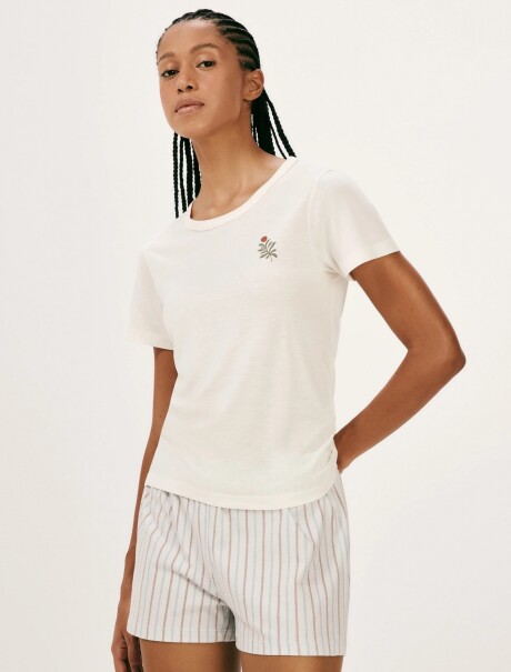 PIJAMA CON ESTAMPA DE ALGODÓN BEIGE