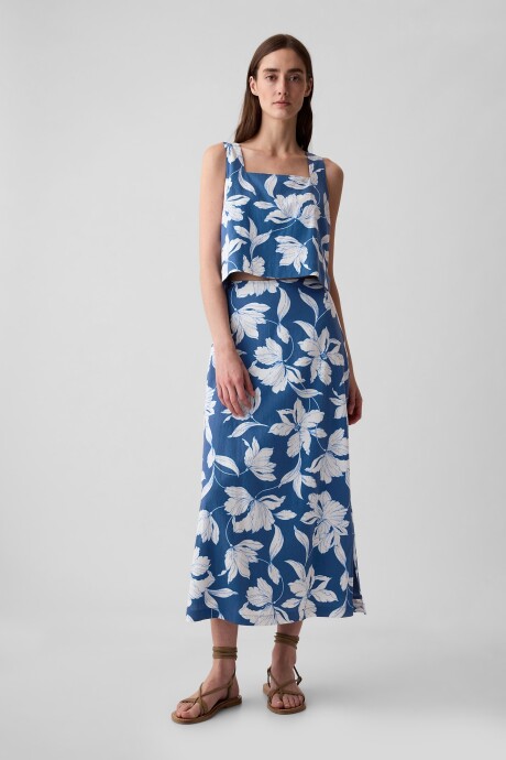 Musculosa De Lino Mujer Sp May Blue Wht Flrl