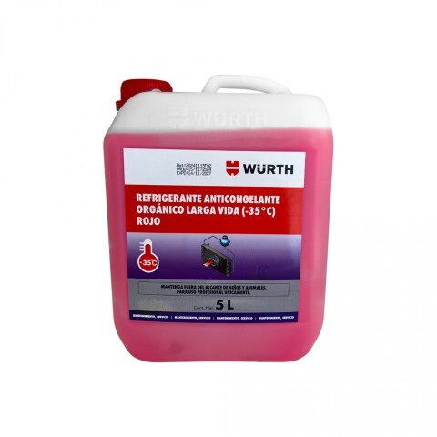 Wurth Anticongelante 50% 5L Organico Longlife Rojo