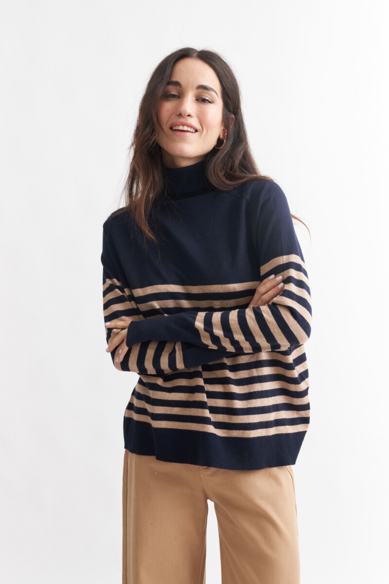Sweater cuello rompeviento AZUL MARINO
