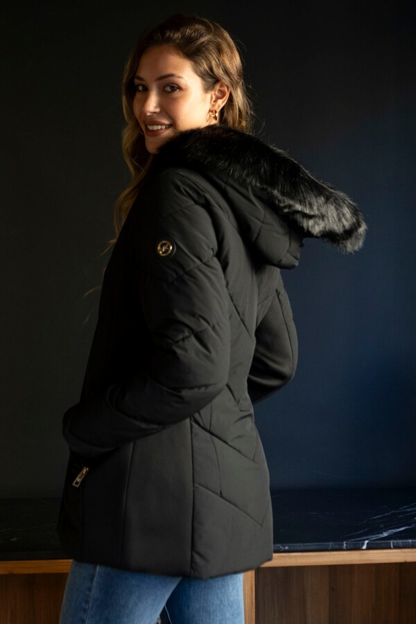 Campera Abrigo Faux Fur NEGRO