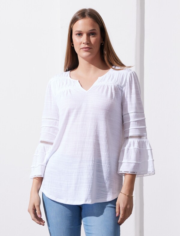 Blusa Frunces Hombro BLANCO