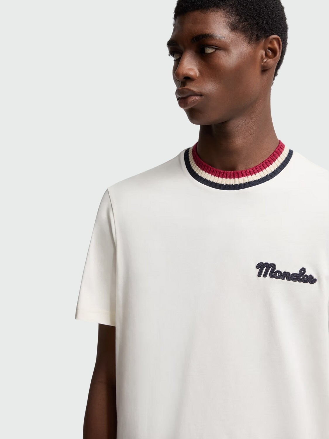 MONCLER - CAMISETA DE ALGODÓN CON LOGOTIPO BORDADO Blanco