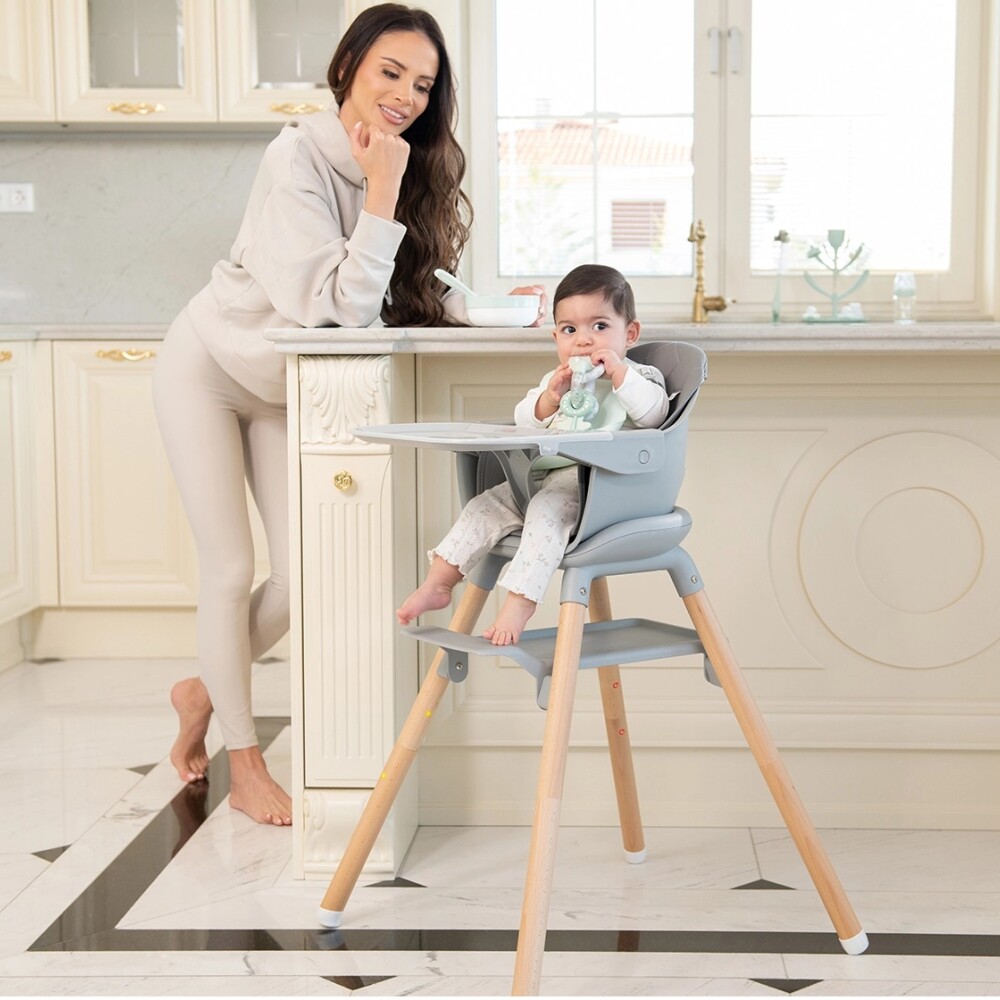 Silla de comer WOODY 6 en 1 KIKKABOO beige Silla de comer WOODY 6 en 1 KIKKABOO beige