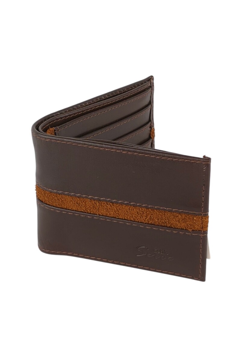 Billetera de cuero con vista en tapa Marrón