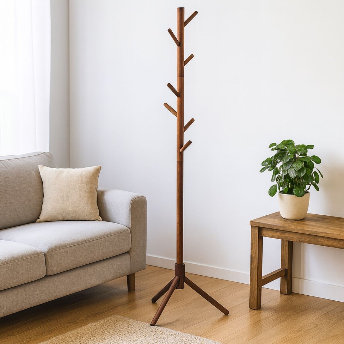 PERCHERO ORGANIZADOR DE PIE DE MADERA 175CM 