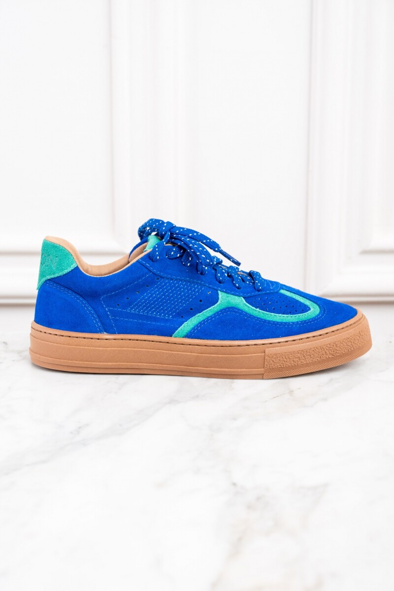 Zapatilla Gamuza Combinada - Azul Francia 