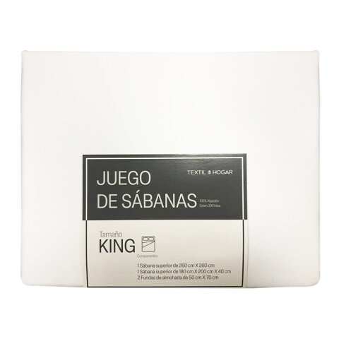 Juego Sábanas Blancas King Textil Hogar 300 Hilos Algodón U