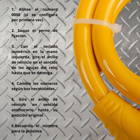 Tranca Linga Candado Bicicleta Con Combinacion 4 Dígitos Amarillo