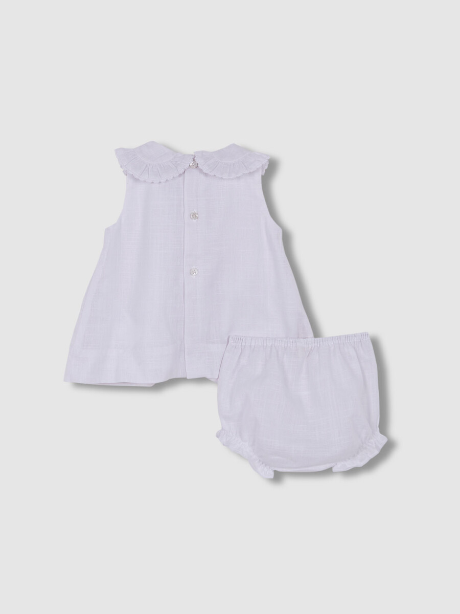 Vestido Blanco Con Cuello Blanco