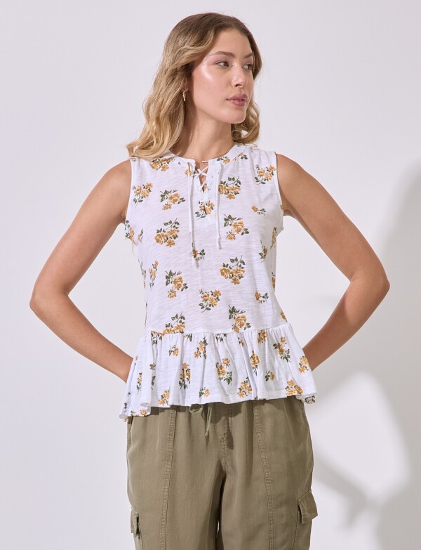 Blusa Algodón Flores BLANCO/MULTI