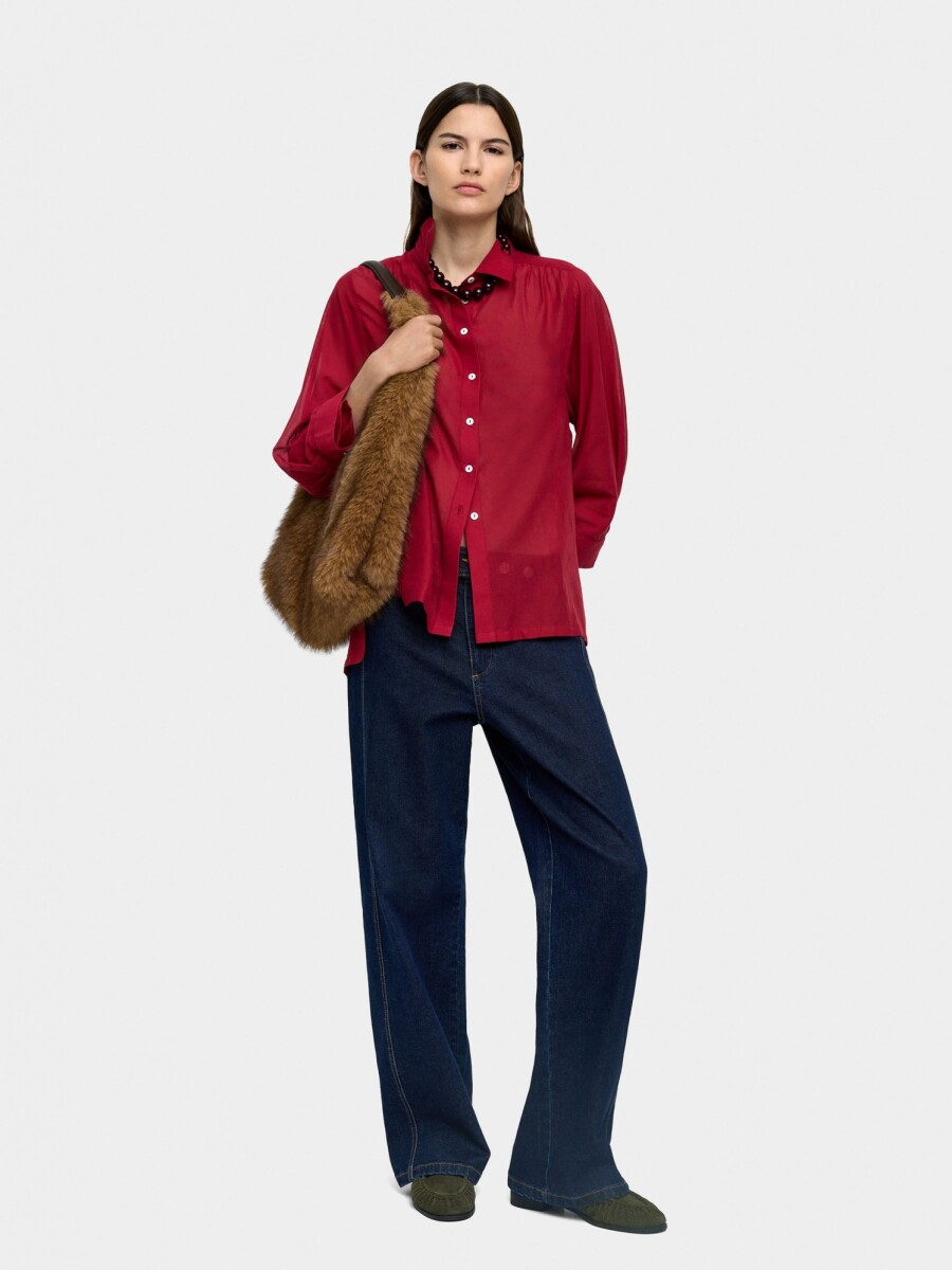 Camisa Semitransparente 100% Algodón rojo