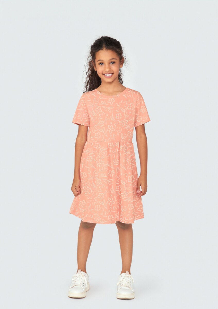 VESTIDO INFANTIL ESTAMPADO - NARANJA 