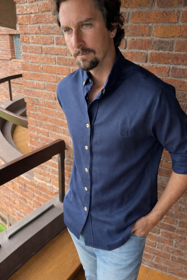 Linen Shirt for Men Azul Marino