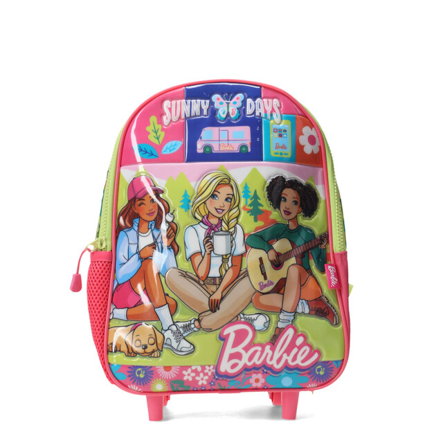 Mochila Barbie Sunny Days 12" Con Carro Rosado